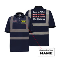 Thumbnail for I Fly Airplanes Designed Reflective Polo T-Shirts