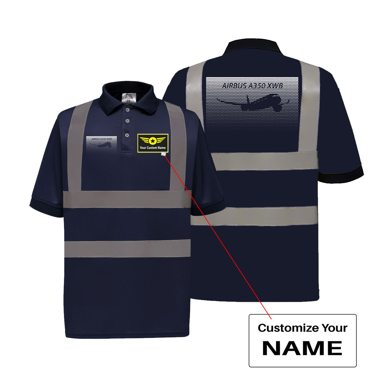 Airbus A350XWB & Dots Designed Reflective Polo T-Shirts