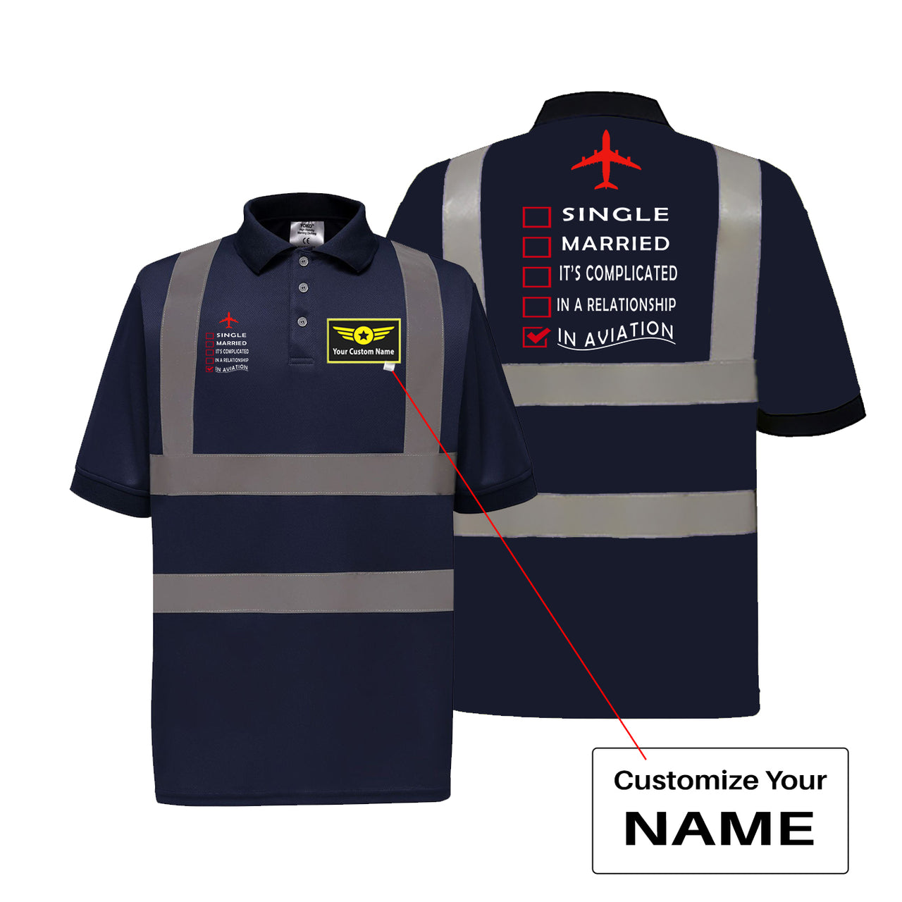 In Aviation Designed Reflective Polo T-Shirts