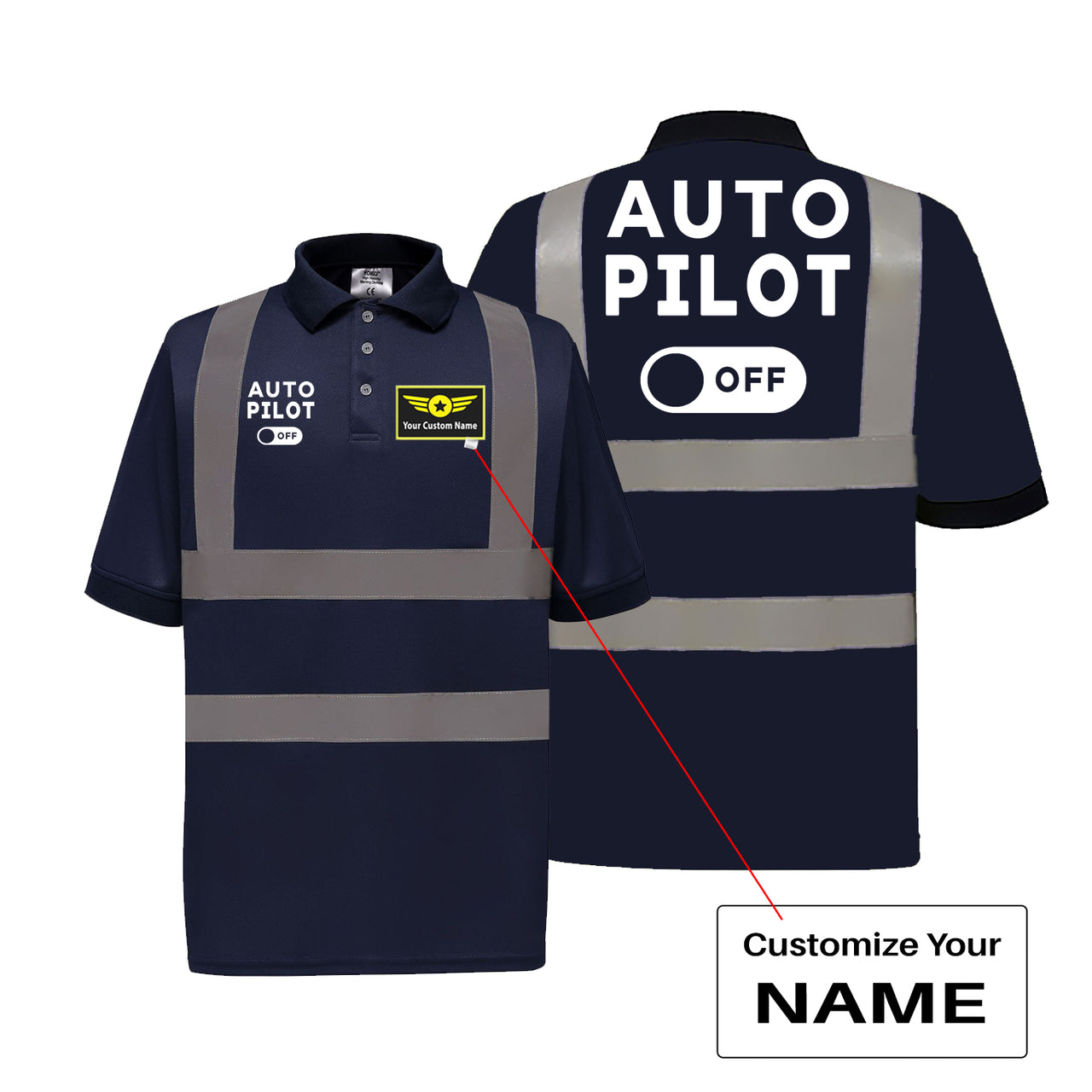 Auto Pilot Off Designed Reflective Polo T-Shirts