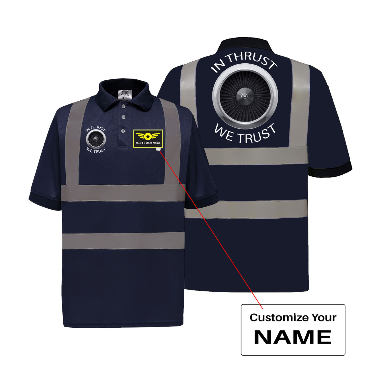 In Thrust We Trust Designed Reflective Polo T-Shirts