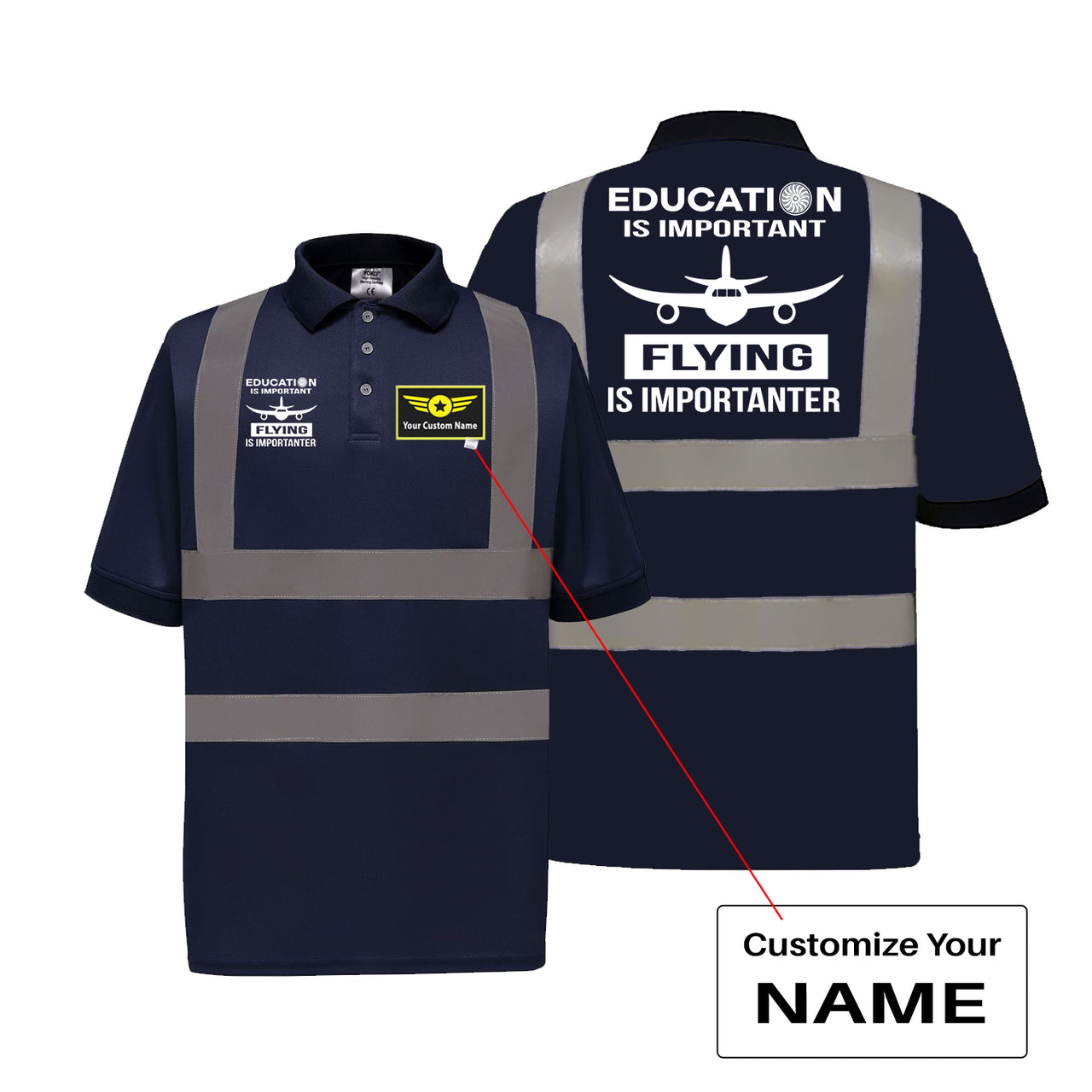 Flying is Importanter Designed Reflective Polo T-Shirts