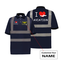 Thumbnail for I Love Aviation Designed Reflective Polo T-Shirts