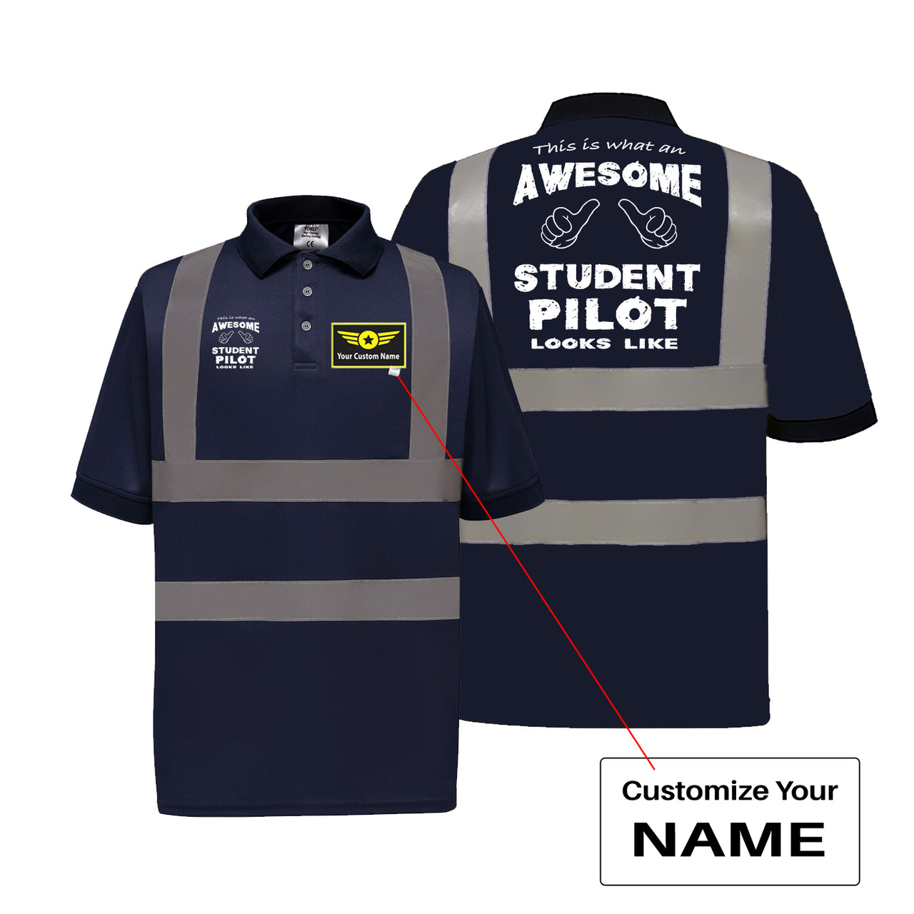 Student Pilot Designed Reflective Polo T-Shirts