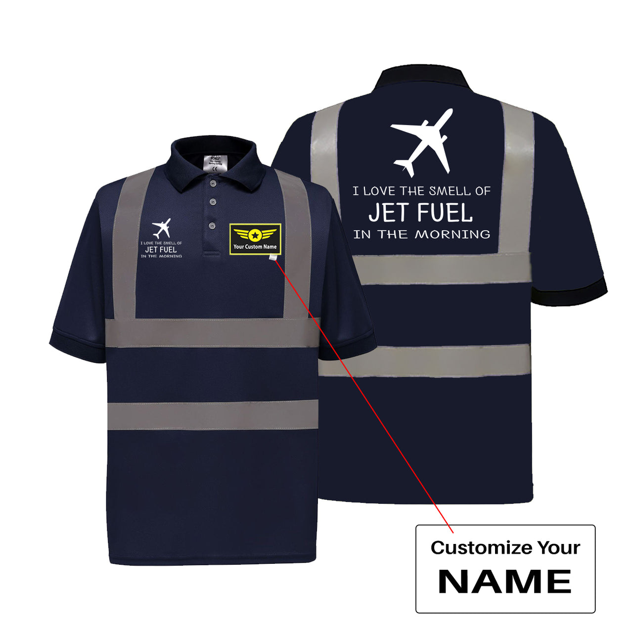 I Love The Smell Of Jet Fuel In The Morning Designed Reflective Polo T-Shirts