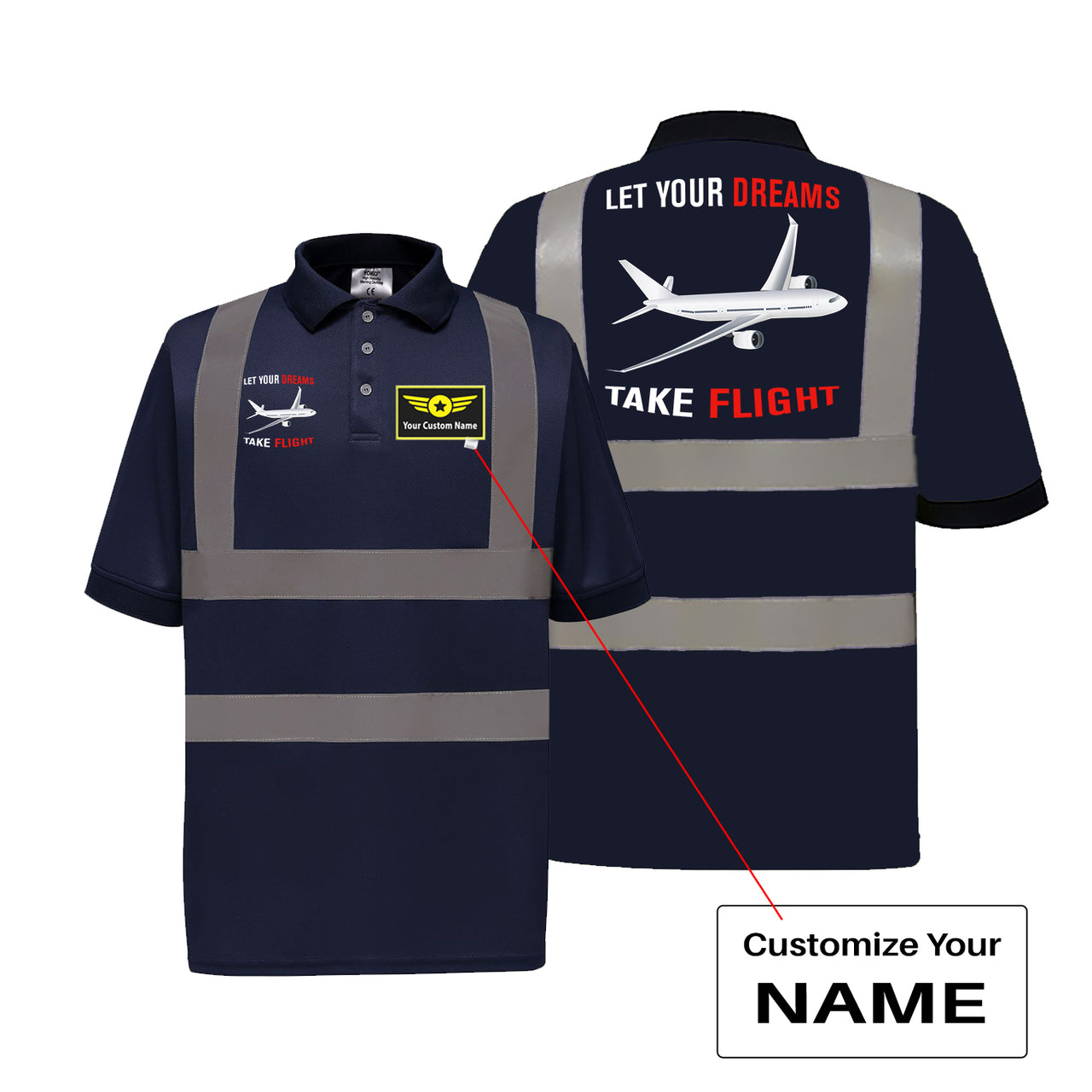 Let Your Dreams Take Flight Designed Reflective Polo T-Shirts