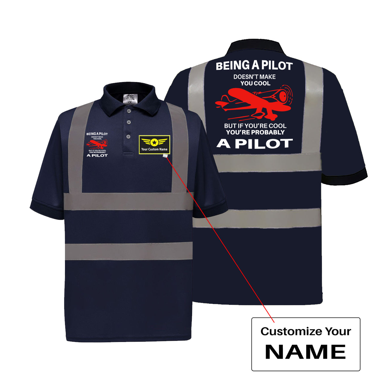 If You're Cool You're Probably a Pilot Designed Reflective Polo T-Shirts