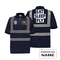 Thumbnail for Eat Sleep Fly Designed Reflective Polo T-Shirts