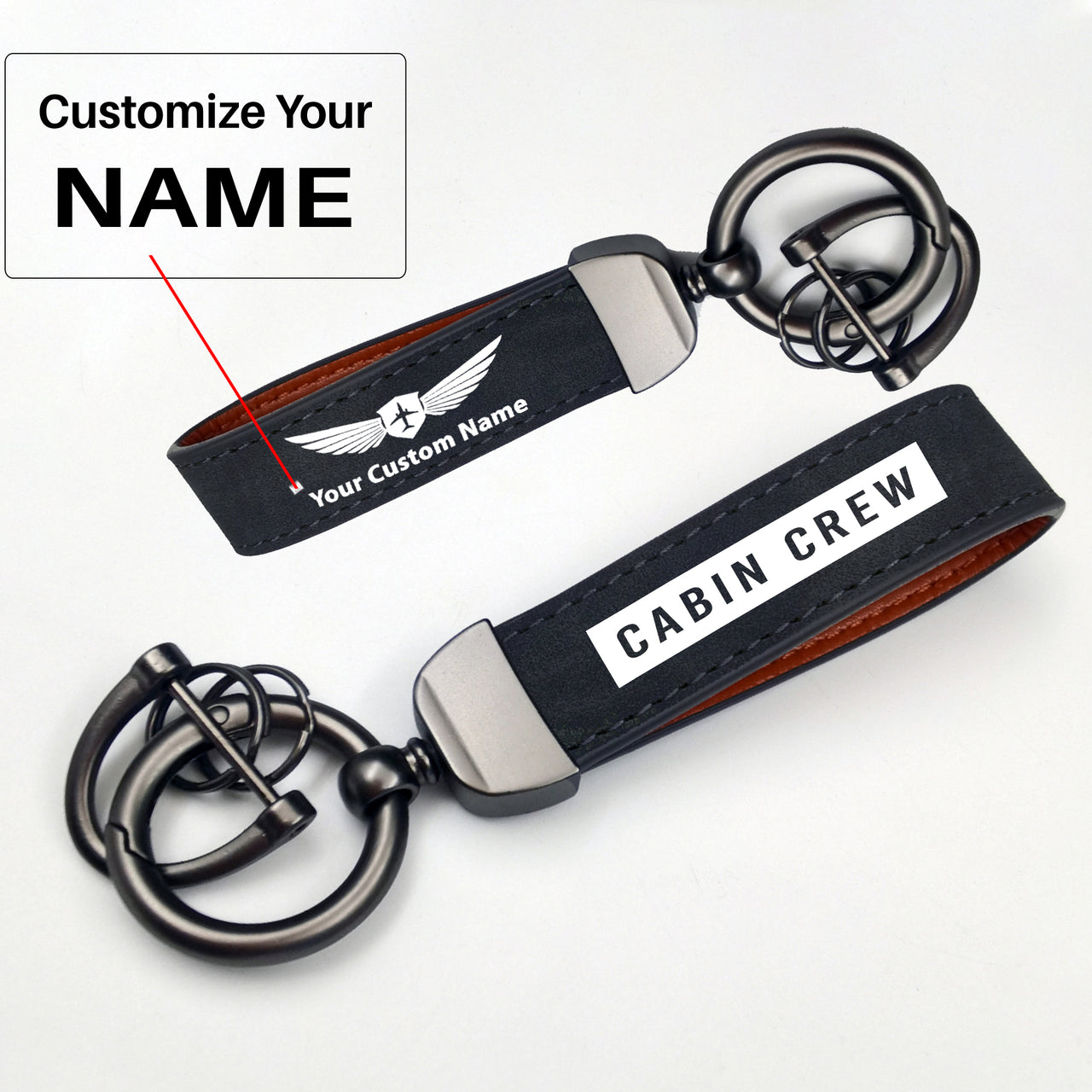 Cabin Crew Text Design Horseshoe Buckle Key Chains