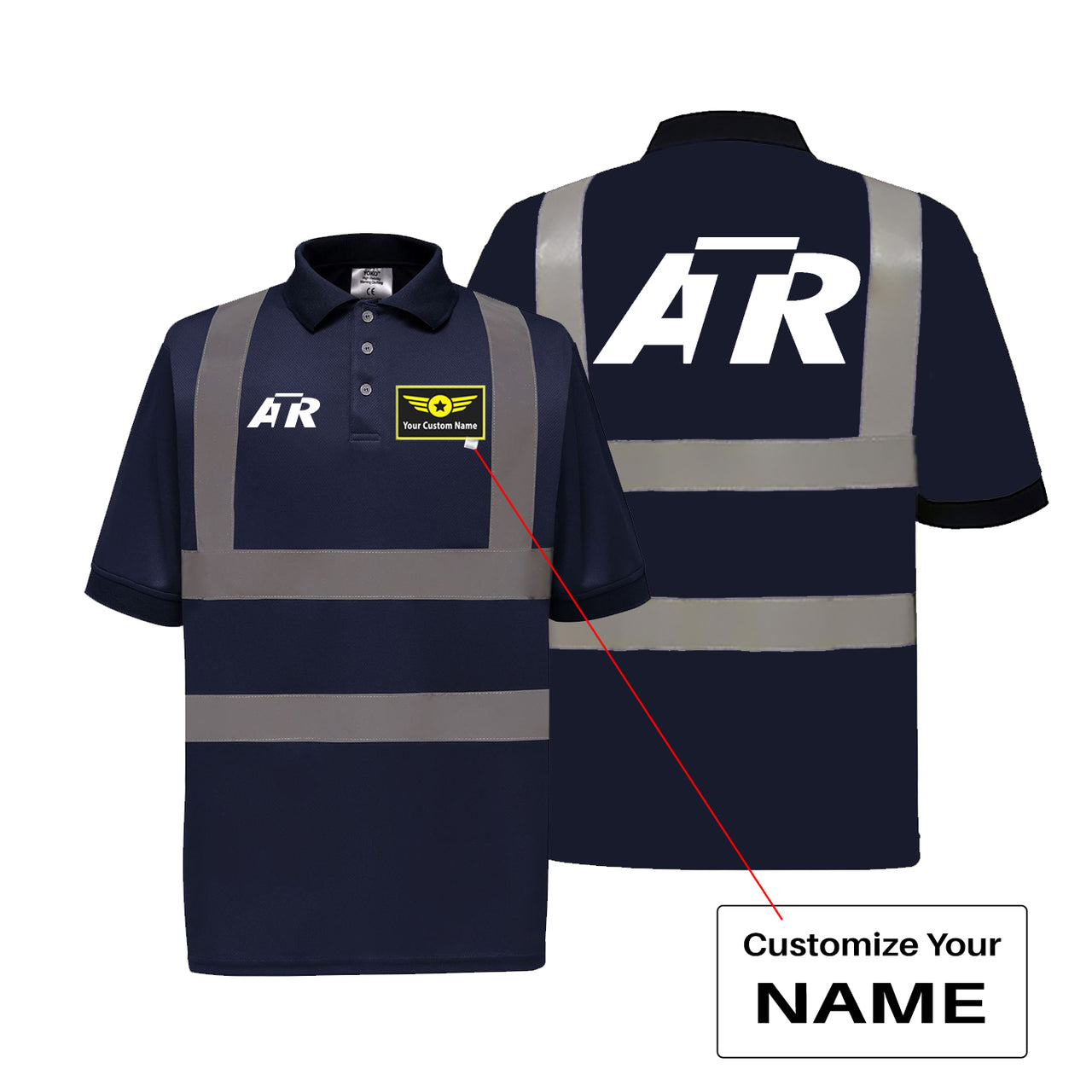 ATR & Text Designed Reflective Polo T-Shirts