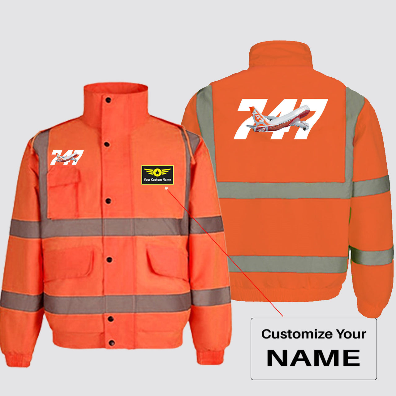 Super Boeing 747 Intercontinental Designed Reflective Winter Jackets