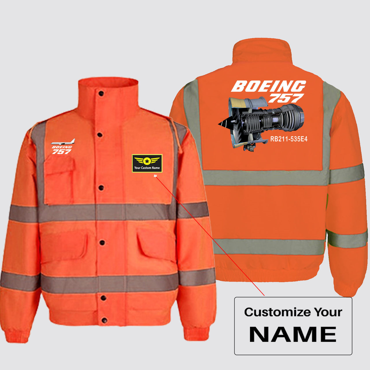 Boeing 757 & Rolls Royce Engine (RB211) Designed Reflective Winter Jackets