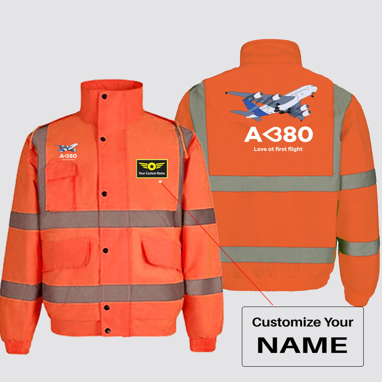 Airbus A380 Love at first flight Designed Reflective Winter Jackets