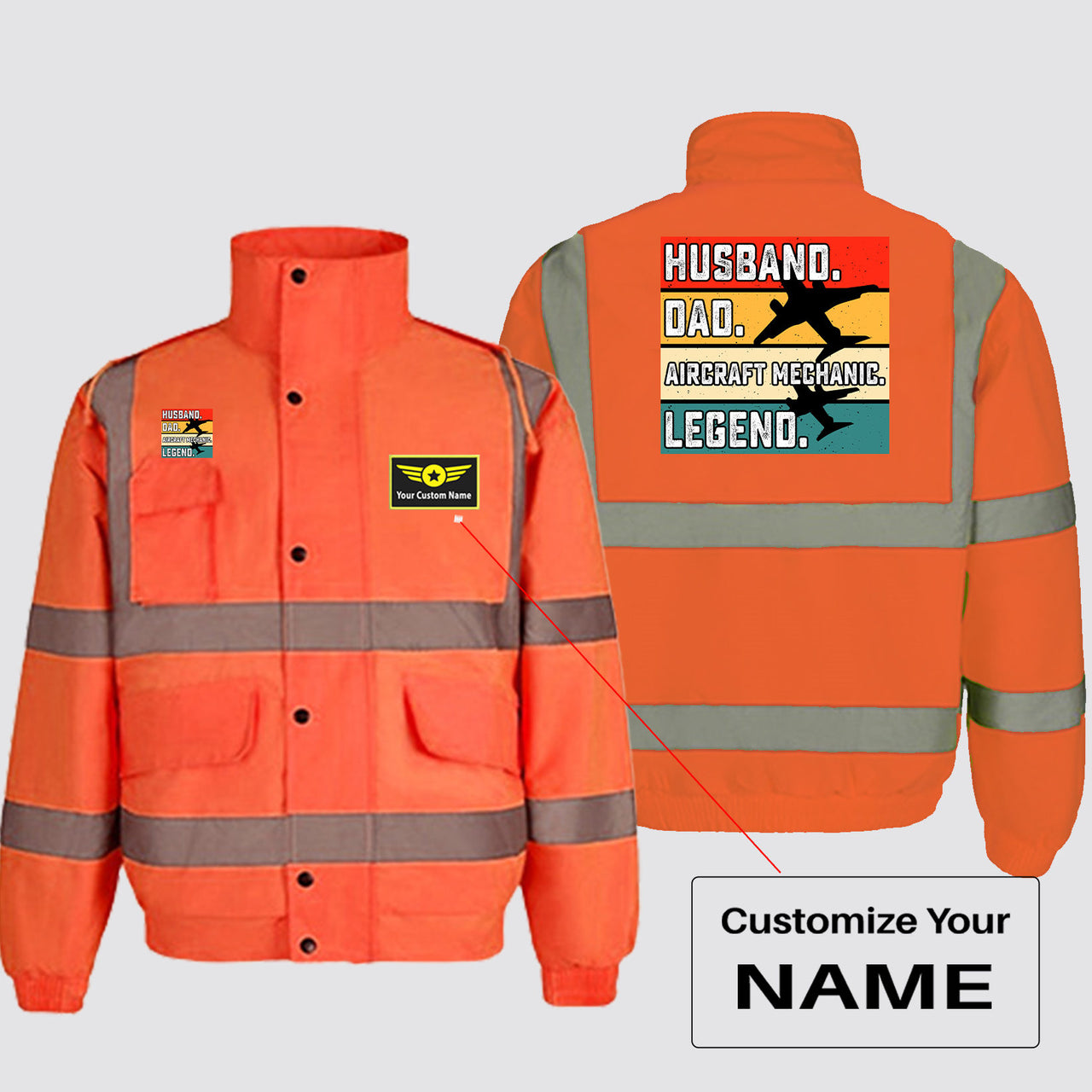 Husband & Dad & Aircraft Mechanic & Legend Designed Reflective Winter Jackets