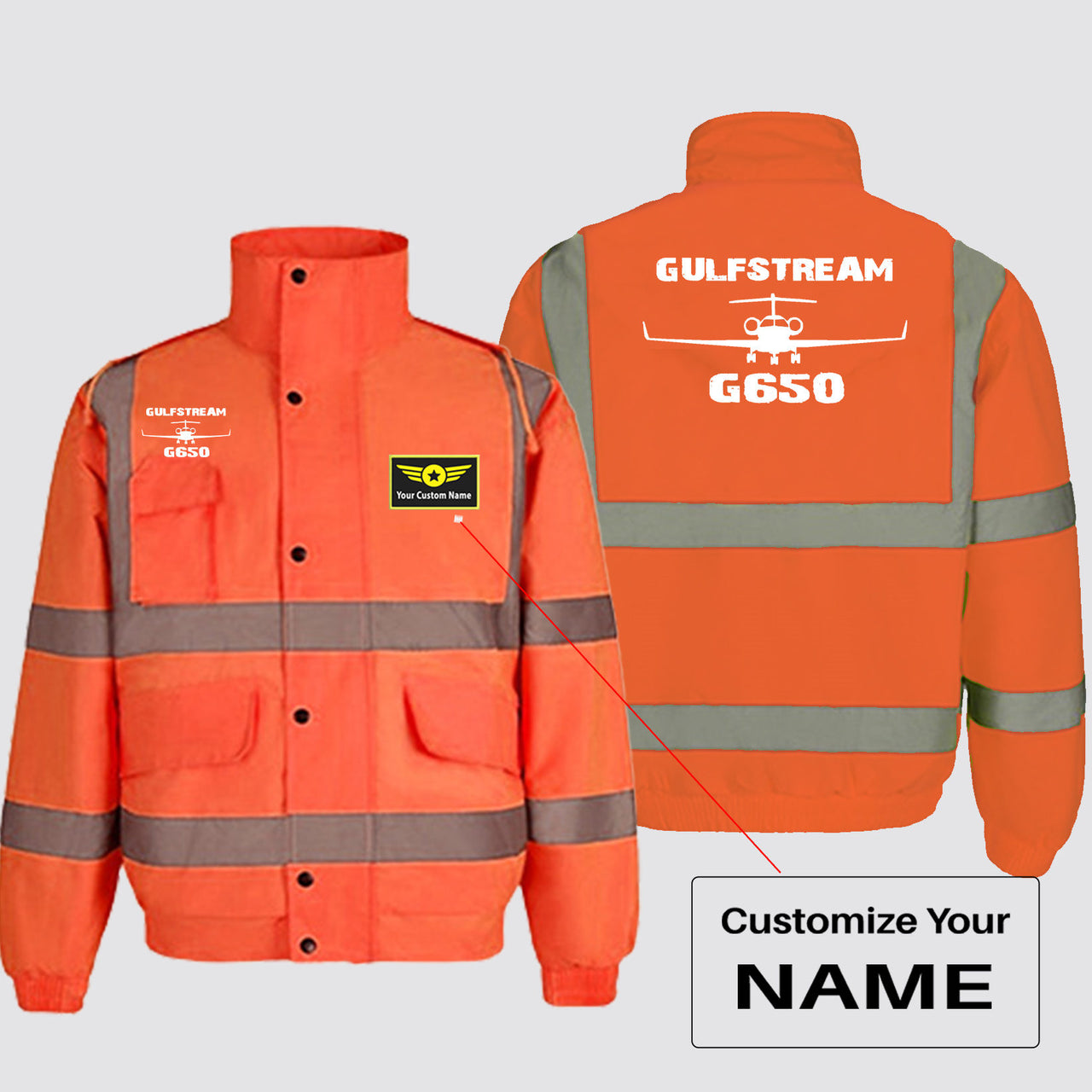 Gulfstream G650 & Plane Designed Reflective Winter Jackets