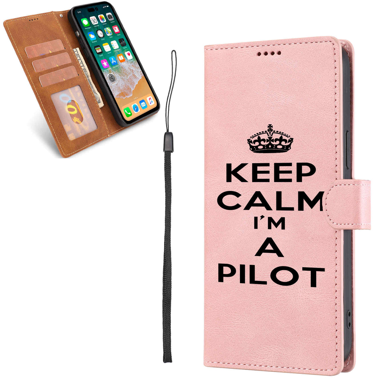 Keep Calm I'm a Pilot Designed Leather Samsung S & Note Cases