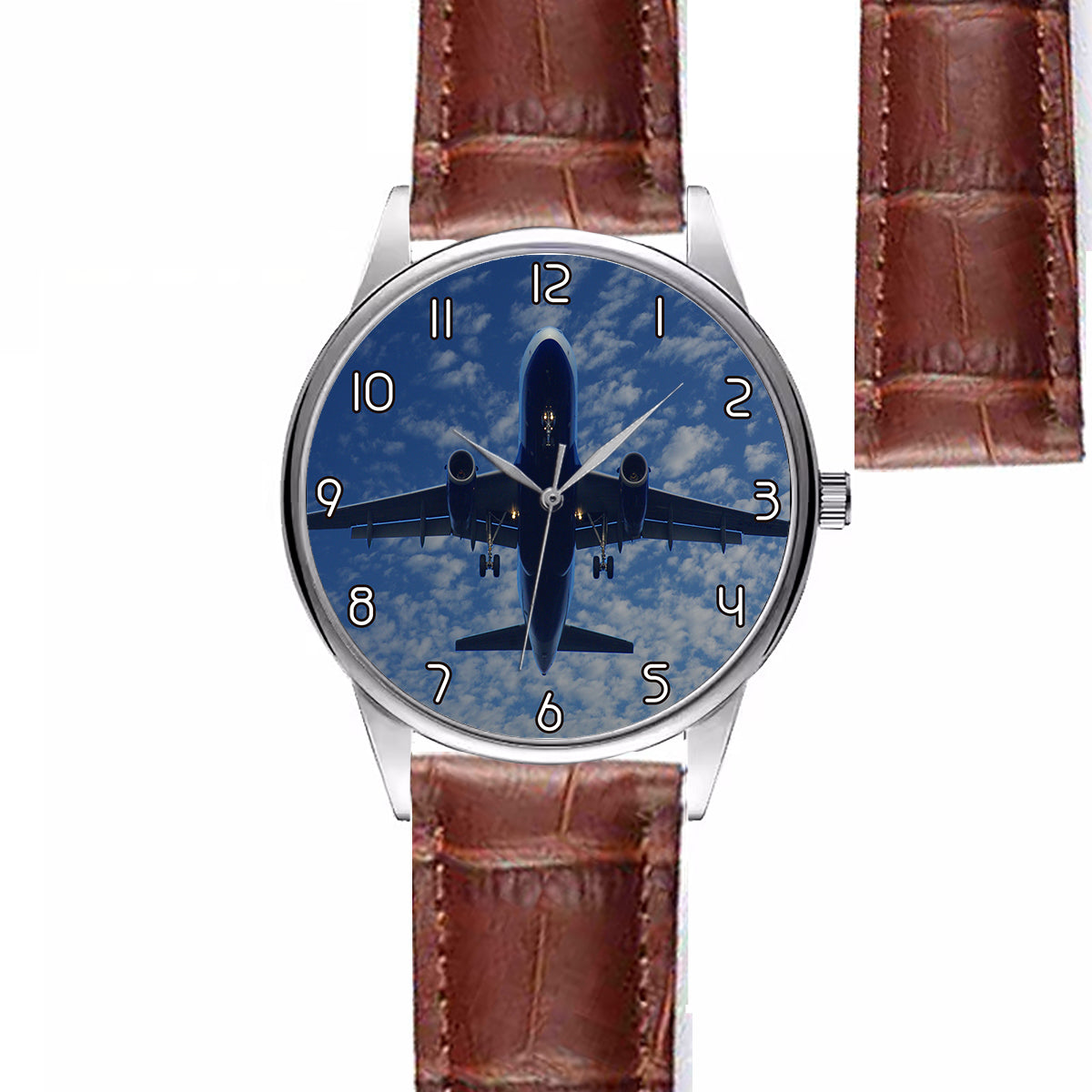 Airplane From Below Designed Fashion Leather Strap Watches