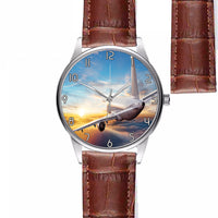 Thumbnail for Airliner Jet Cruising over Clouds Designed Fashion Leather Strap Watches