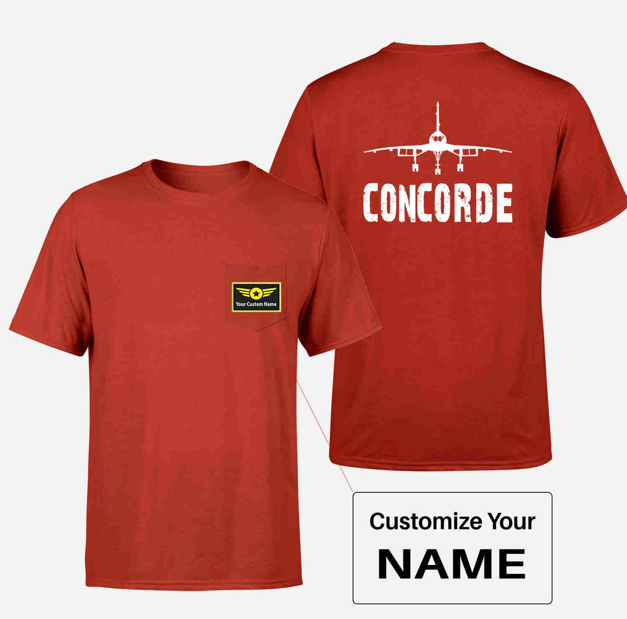 Concorde & Plane Designed Pocket T-Shirts