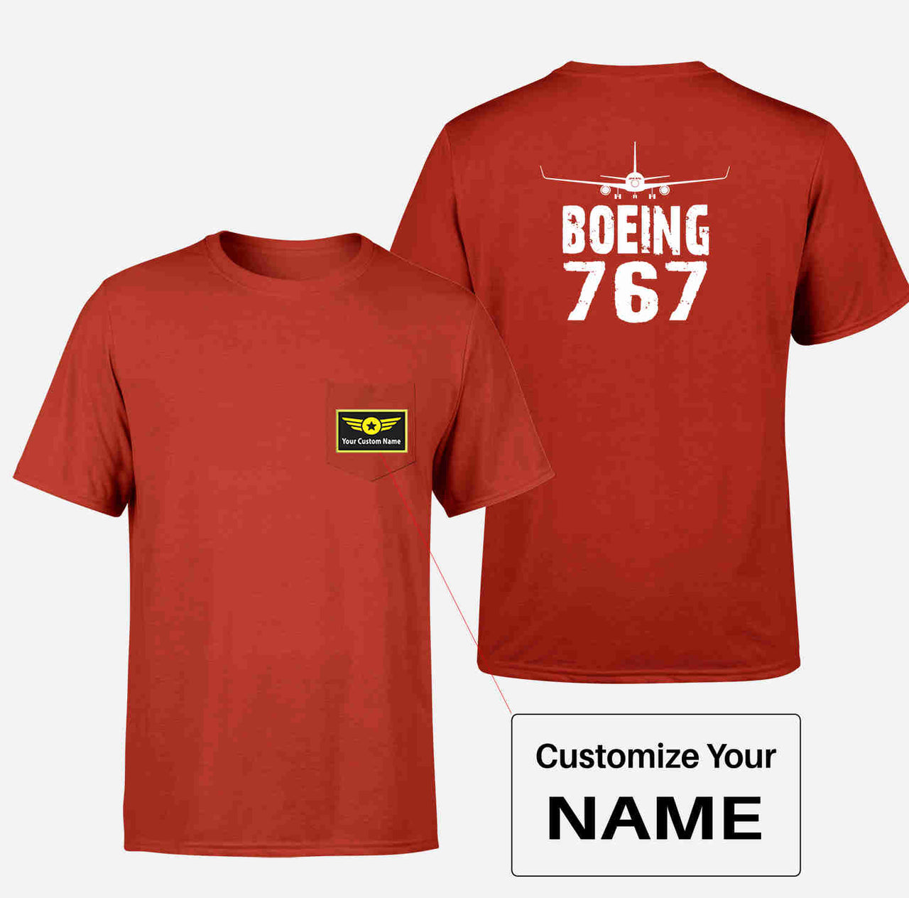 Boeing 767 & Plane Designed Pocket T-Shirts