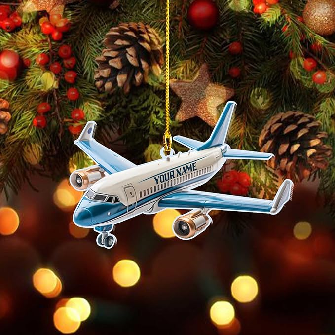 Personalized Airplane (5) Ornaments for Christmas Tree