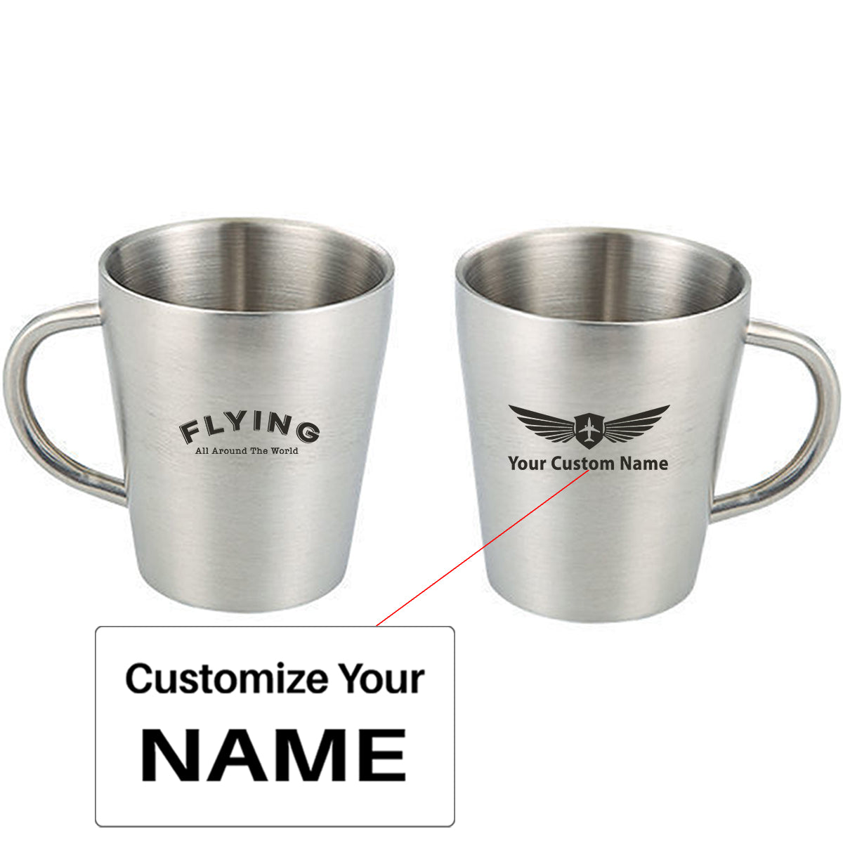 Flying All Around The World Designed Stainless Steel Coffee Mugs