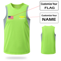 Thumbnail for Your Custom Name & Flag (Badge 4) Designed Sleveless Quick Dry Sports Tank Tops