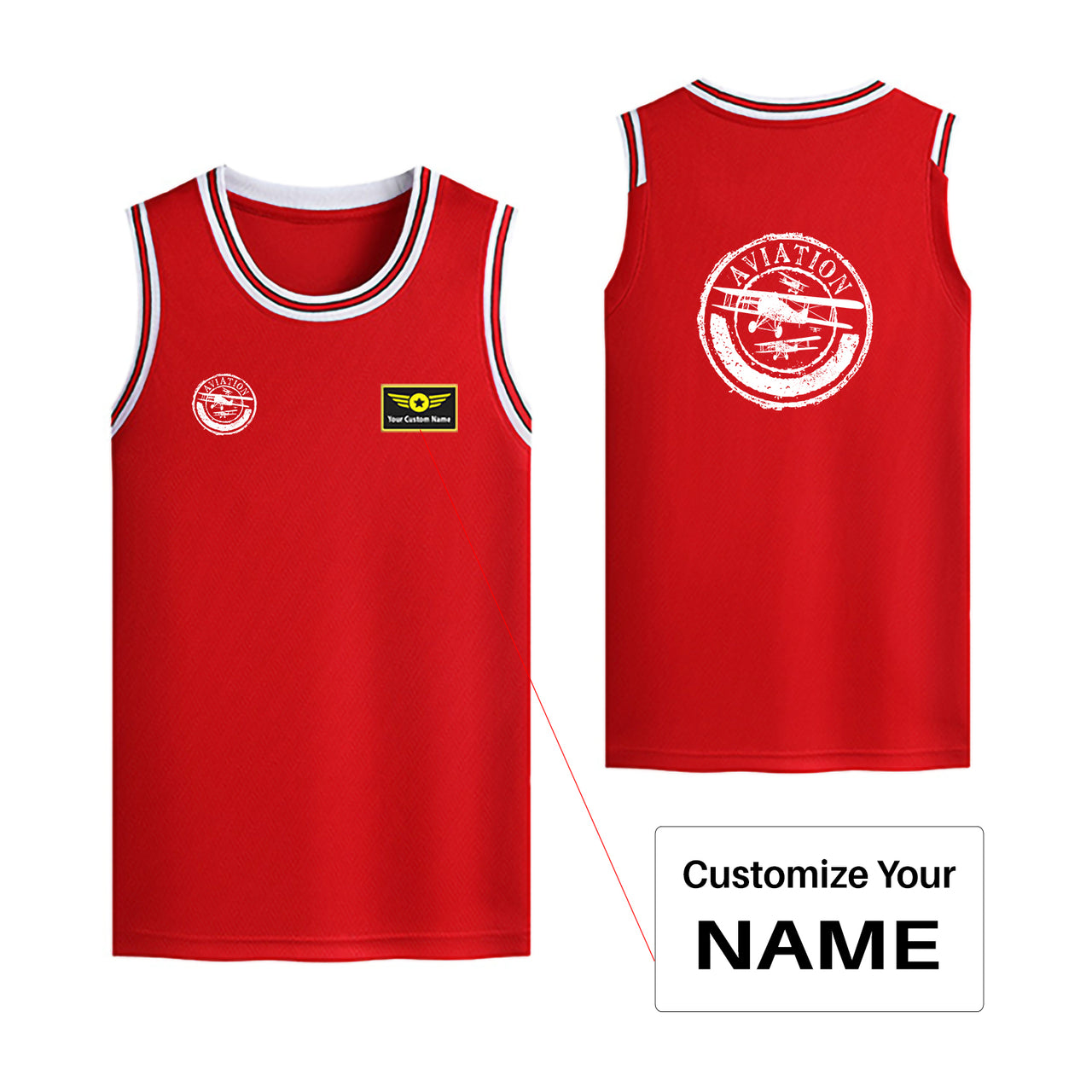 Aviation Lovers Designed Basketball Style Sports Tank Tops