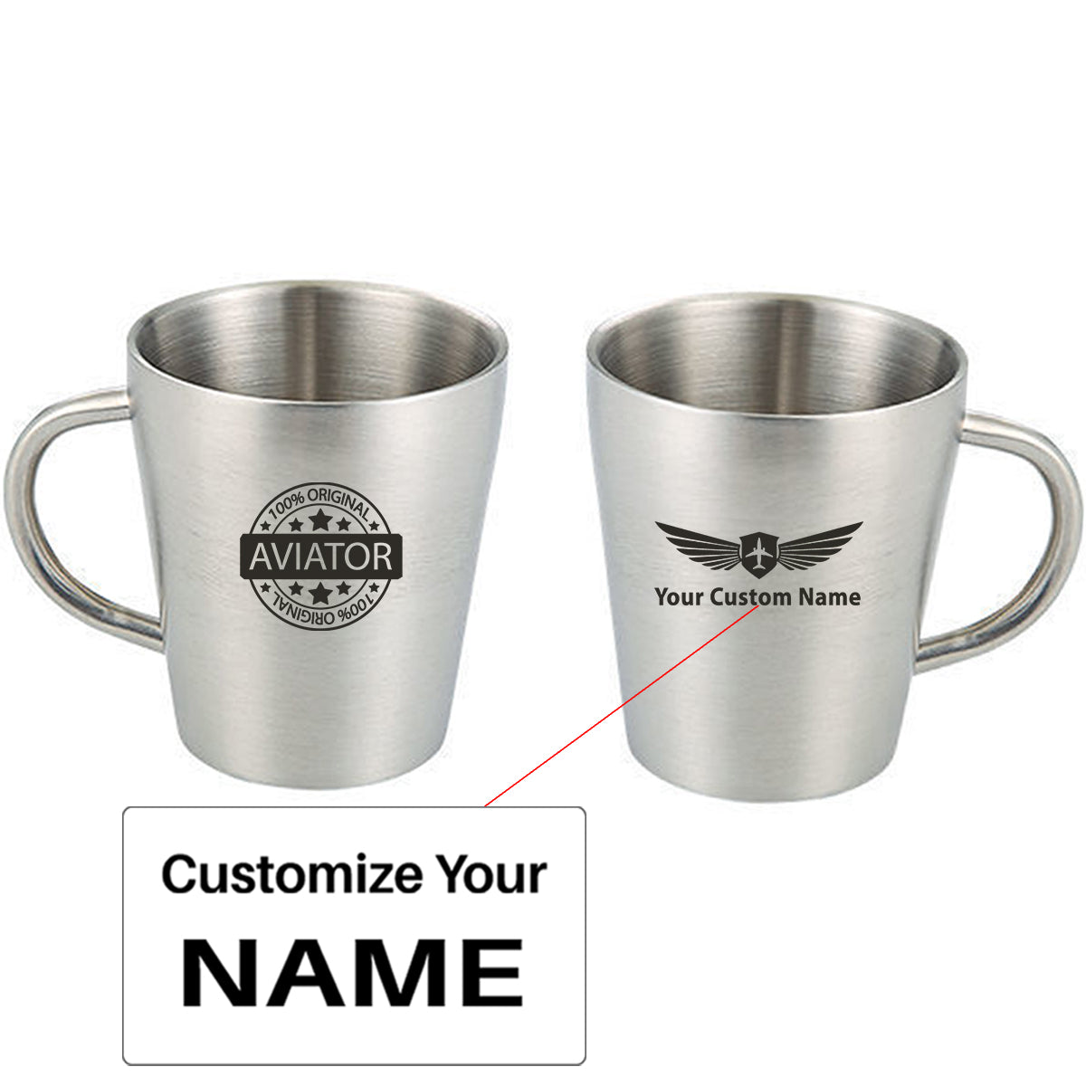 %100 Original Aviator Designed Stainless Steel Coffee Mugs