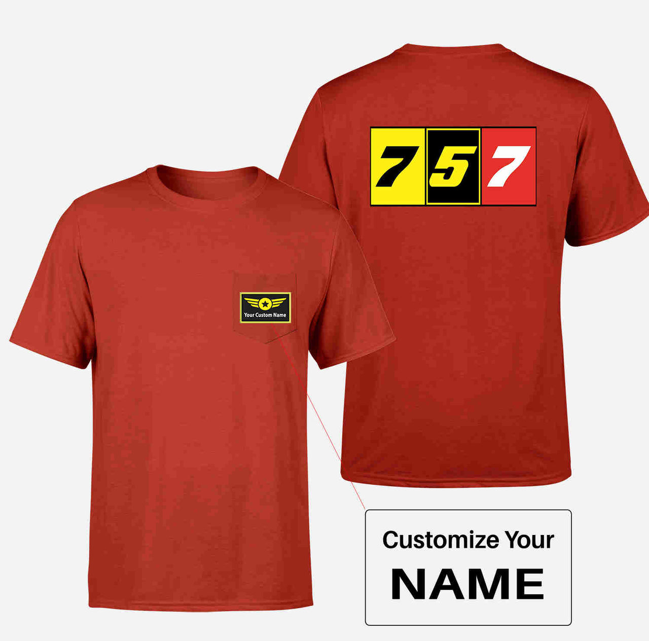 Flat Colourful 757 Designed Pocket T-Shirts