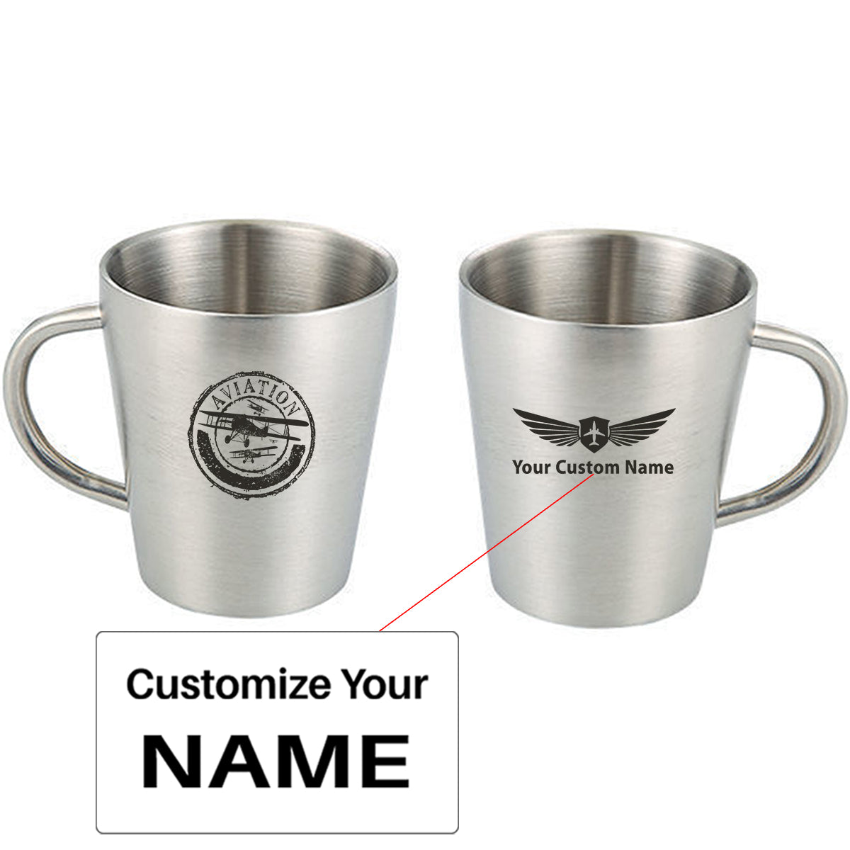 Aviation Lovers Designed Stainless Steel Coffee Mugs