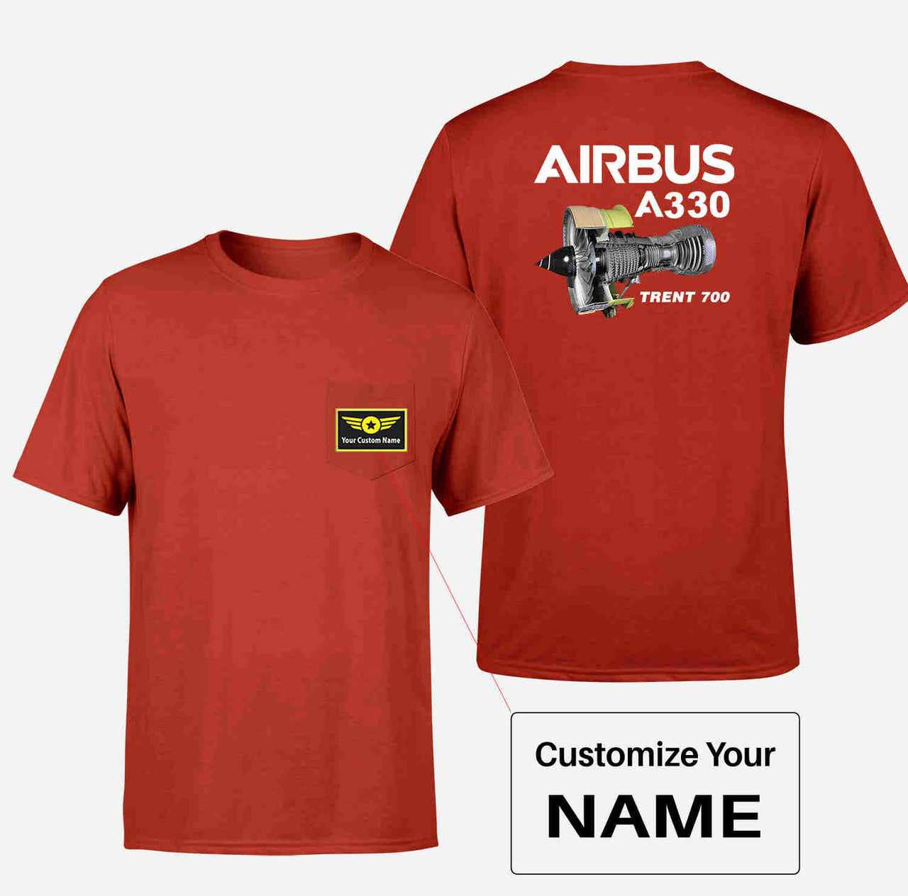 Airbus A330 & Trent 700 Engine Designed Pocket T-Shirts