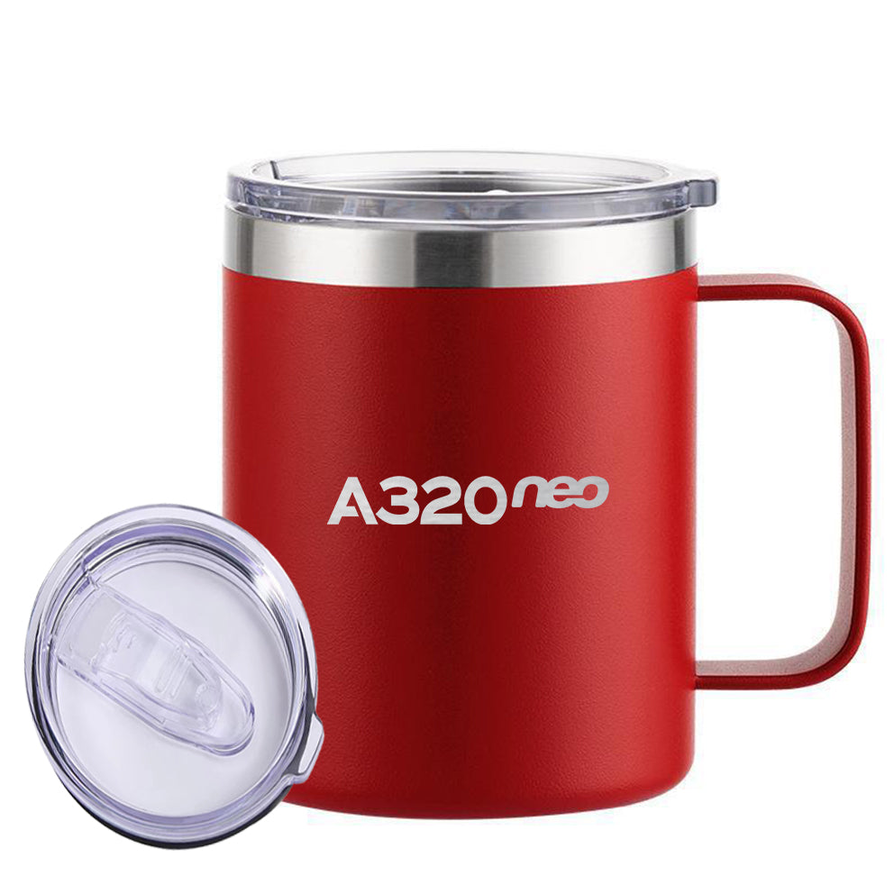 A320neo & Text Designed Stainless Steel Laser Engraved Mugs