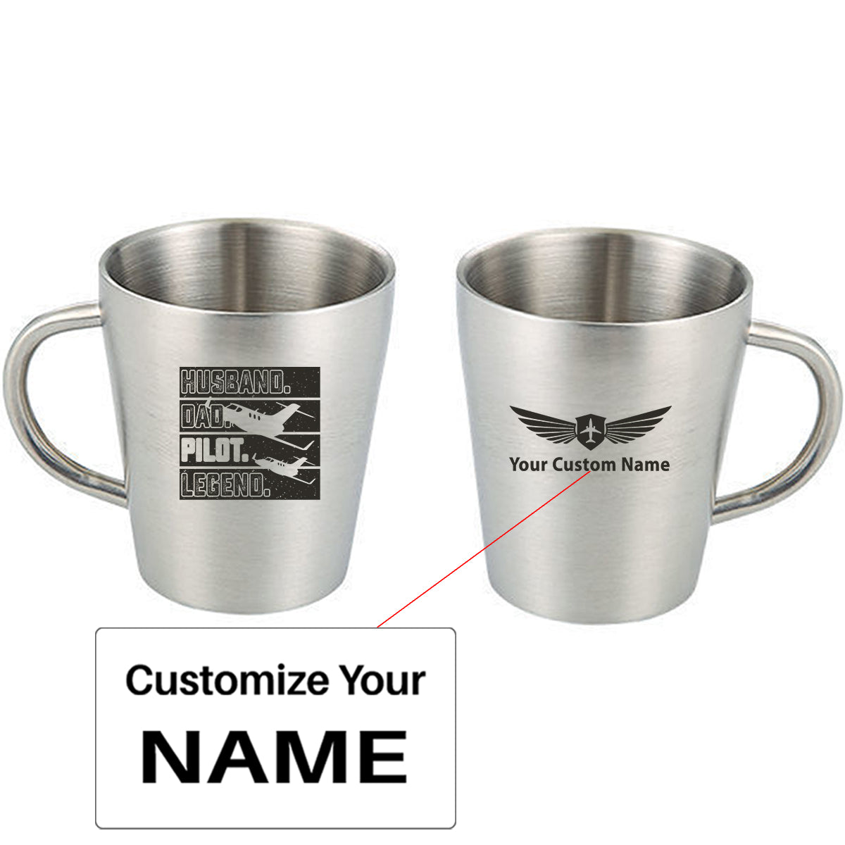 Husband & Dad & Pilot & Legend Designed Stainless Steel Coffee Mugs