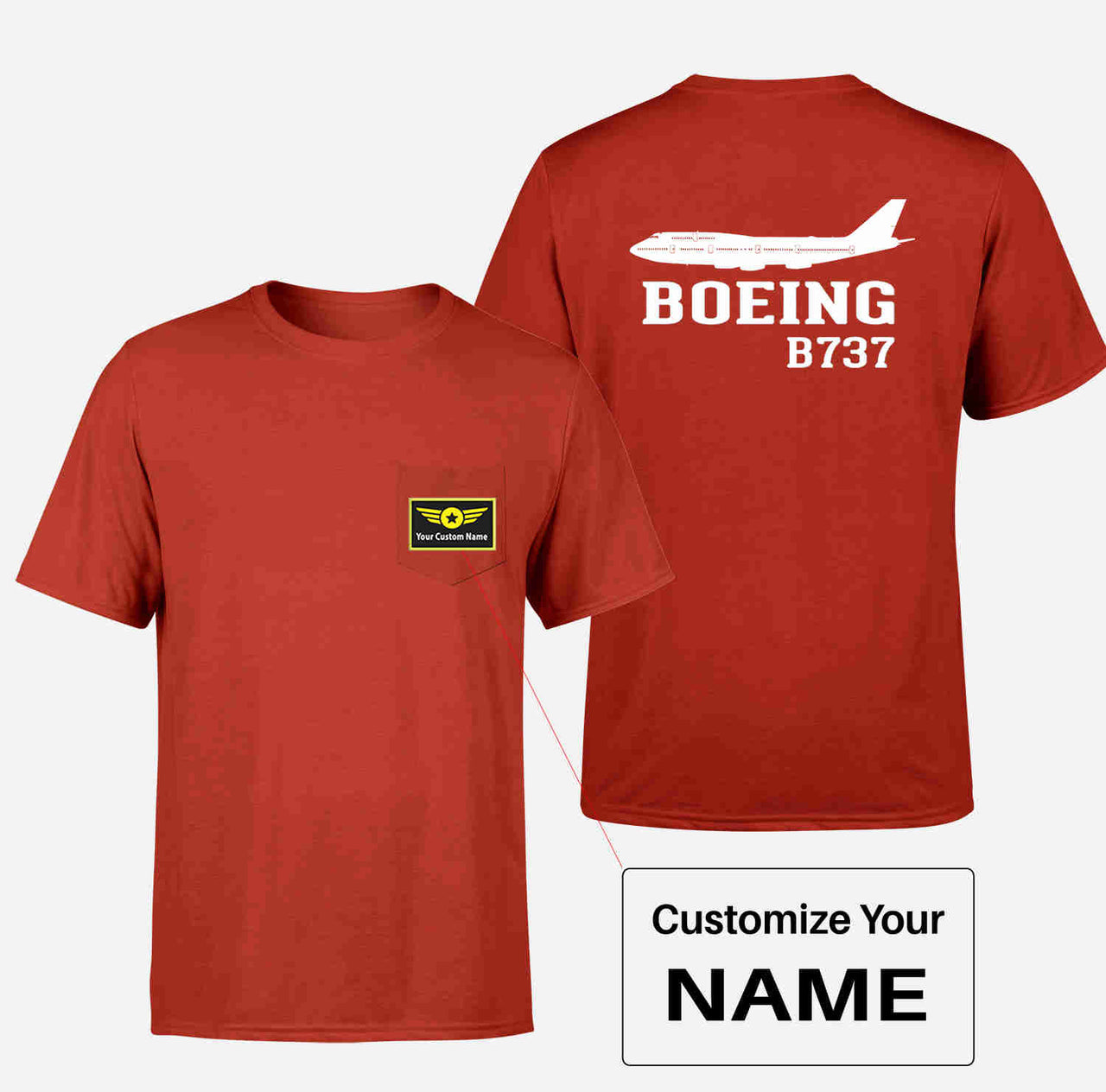 Boeing 737 Printed Designed Pocket T-Shirts