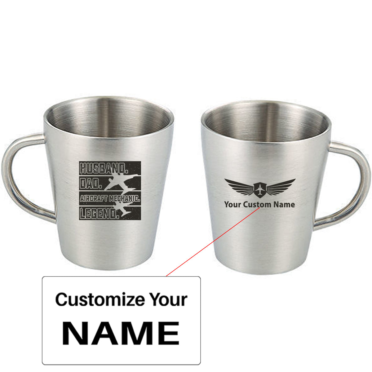 Husband & Dad & Aircraft Mechanic & Legend Designed Stainless Steel Coffee Mugs