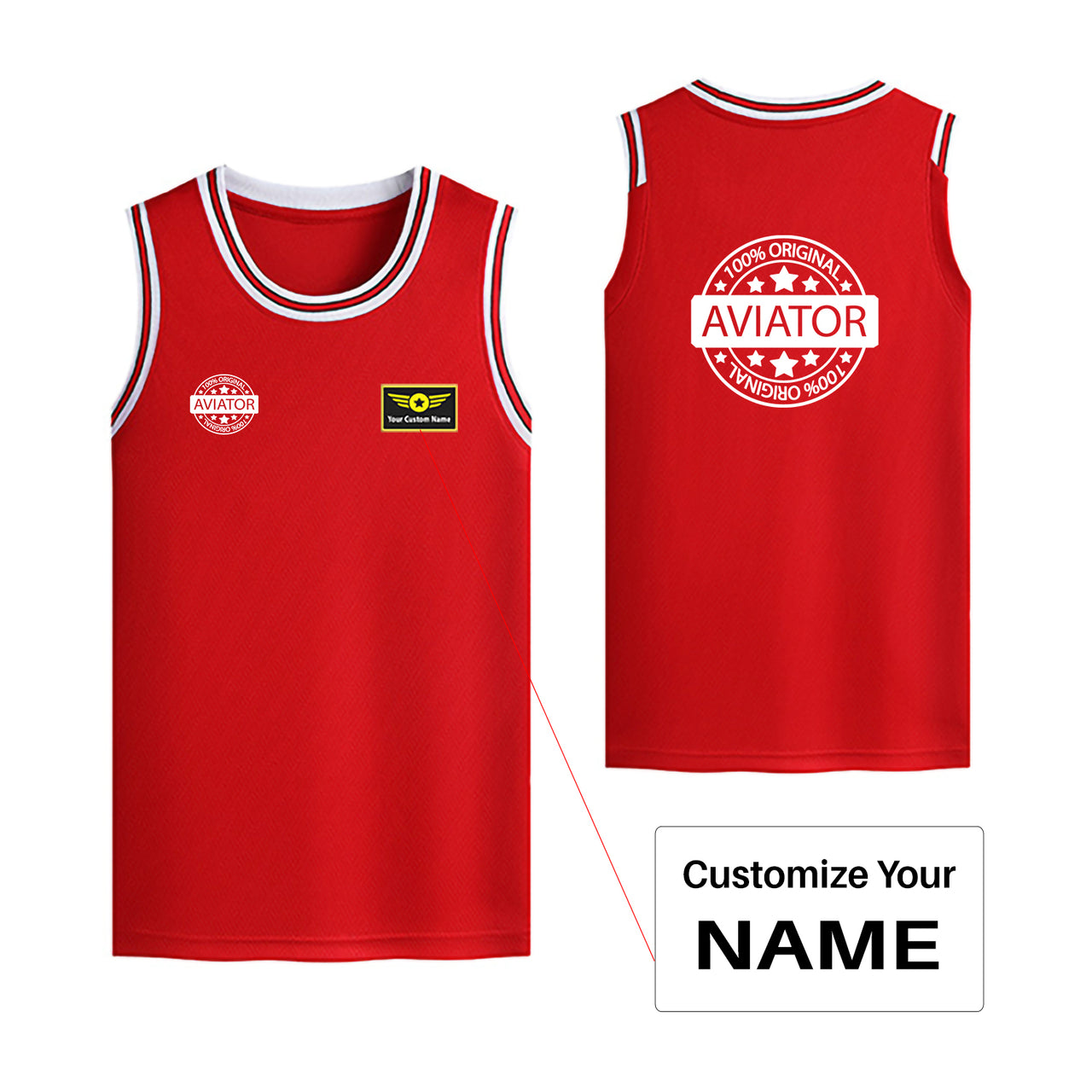 %100 Original Aviator Designed Basketball Style Sports Tank Tops