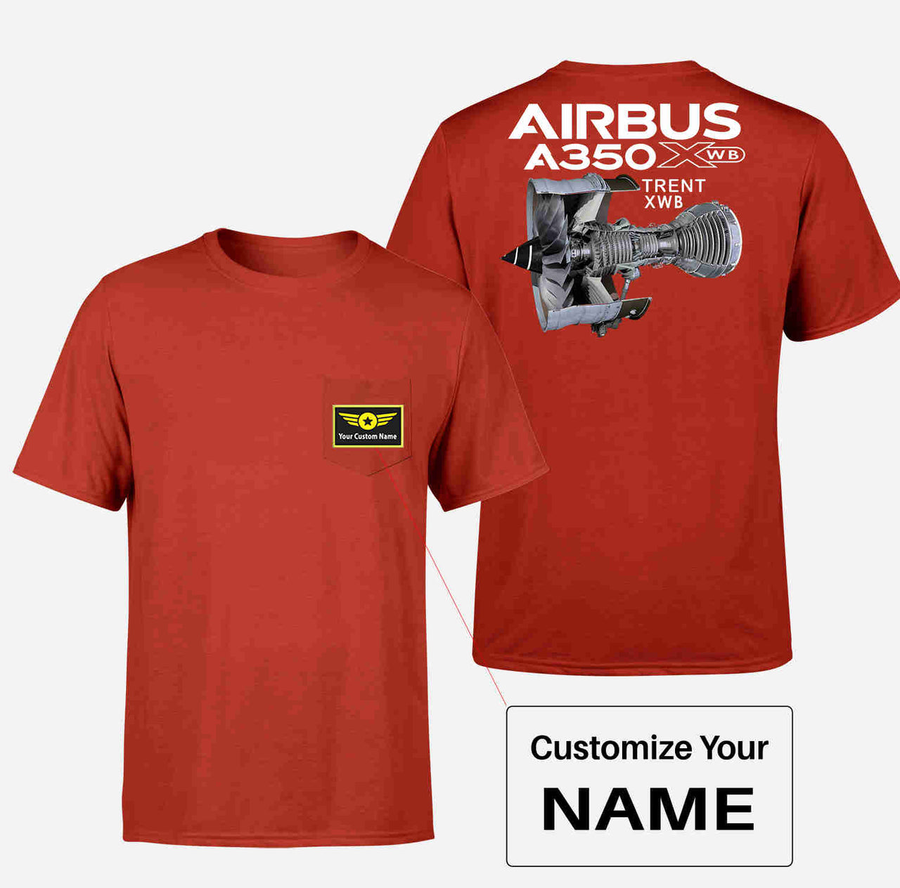 Airbus A350 & Trent Wxb Engine Designed Pocket T-Shirts