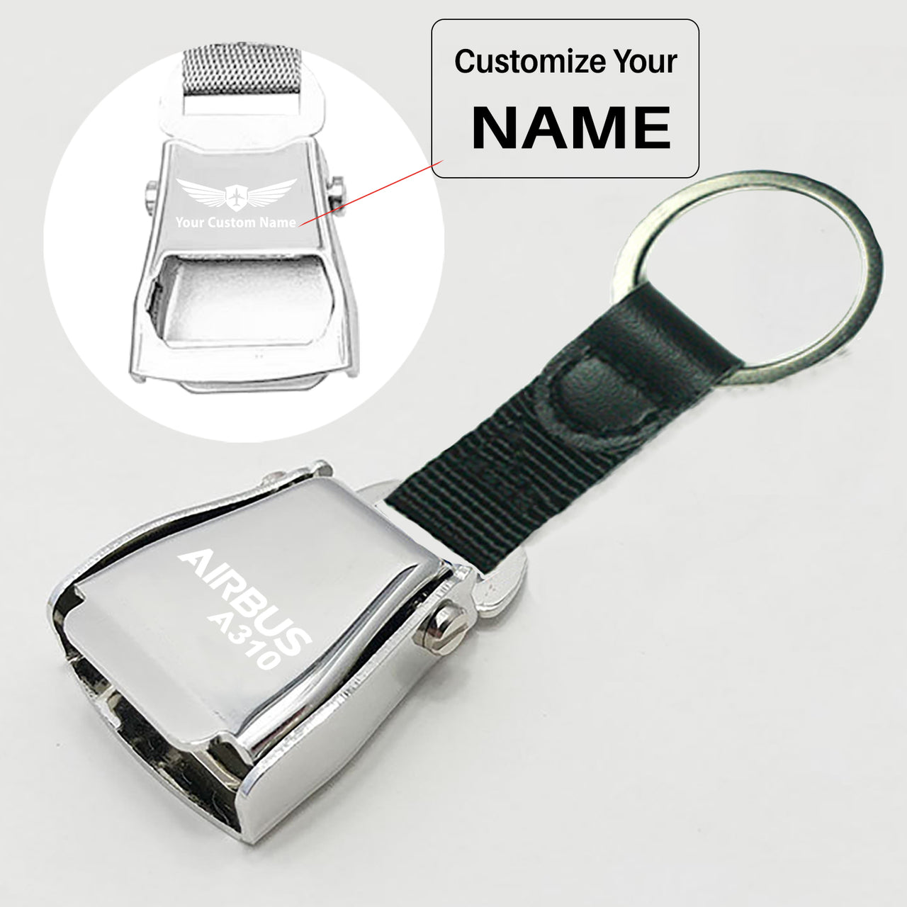 Airbus A310 & Text Designed Airplane Seat Belt Key Chains