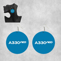 Thumbnail for A330neo & Text Designed Wooden Drop Earrings