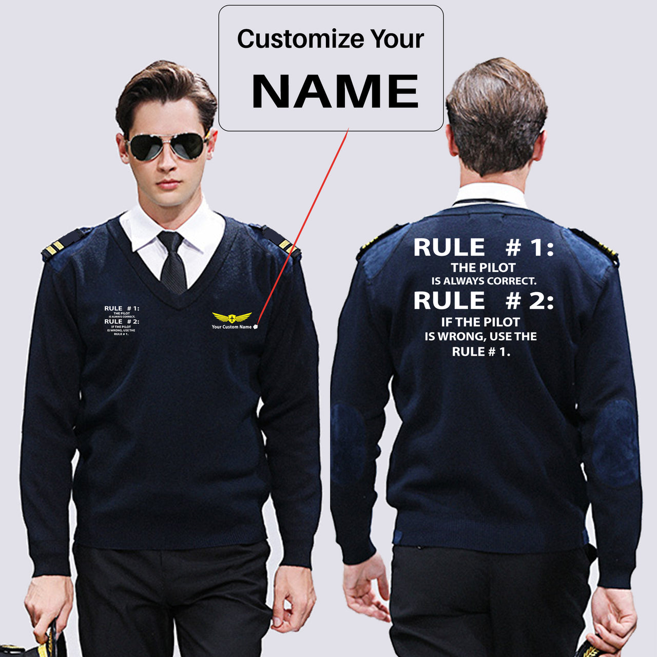 Rule 1 - Pilot is Always Correct Designed Wool Pilot Sweaters