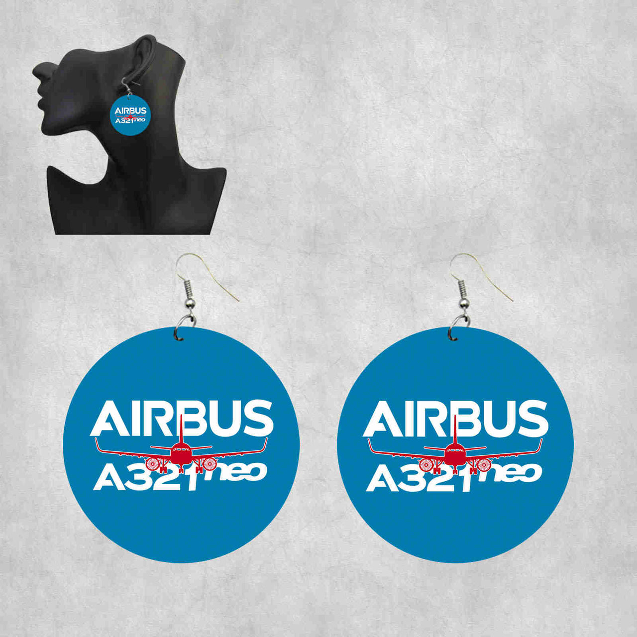 Amazing Airbus A321neo Designed Wooden Drop Earrings