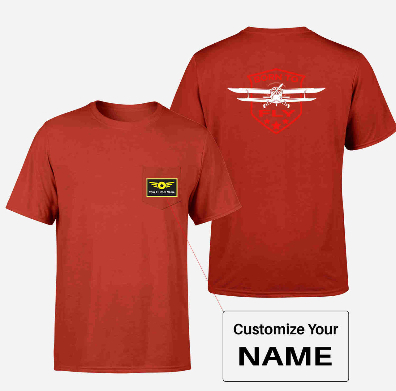 Born To Fly Designed Designed Pocket T-Shirts