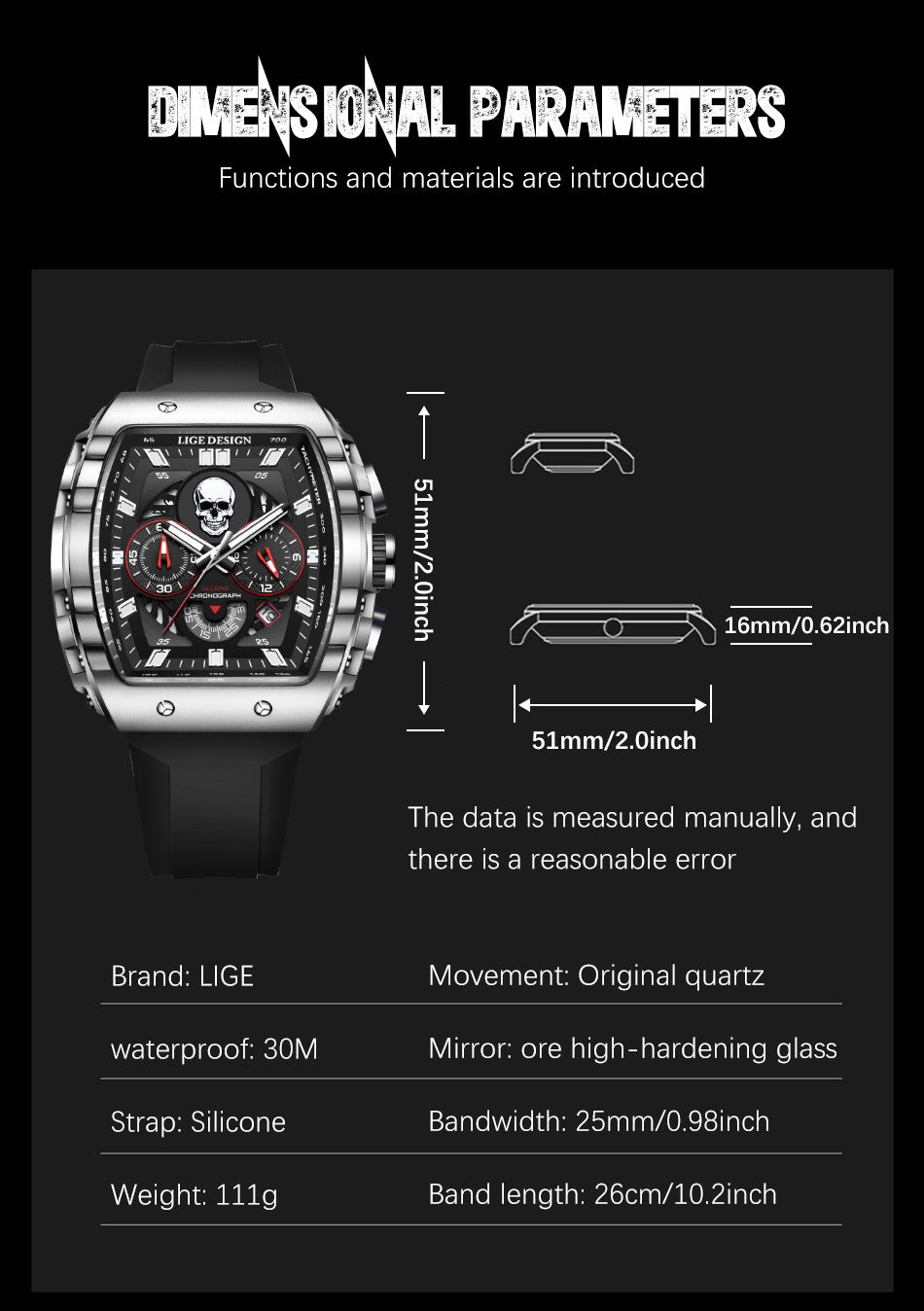 Waterproof Quartz Skeleton Skull Dial Sports Watches Watch