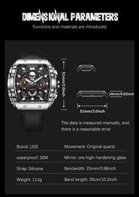 Thumbnail for Waterproof Quartz Skeleton Skull Dial Sports Watches Watch