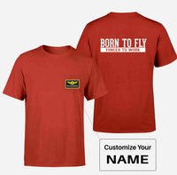 Thumbnail for Born To Fly Forced To Work Designed Pocket T-Shirts