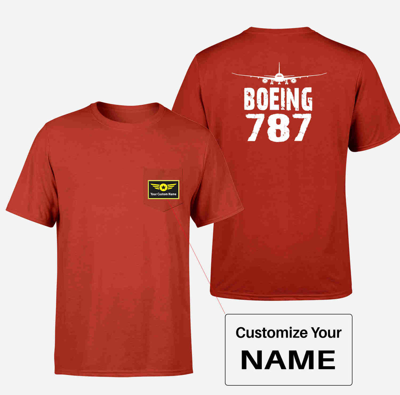 Boeing 787 & Plane Designed Pocket T-Shirts