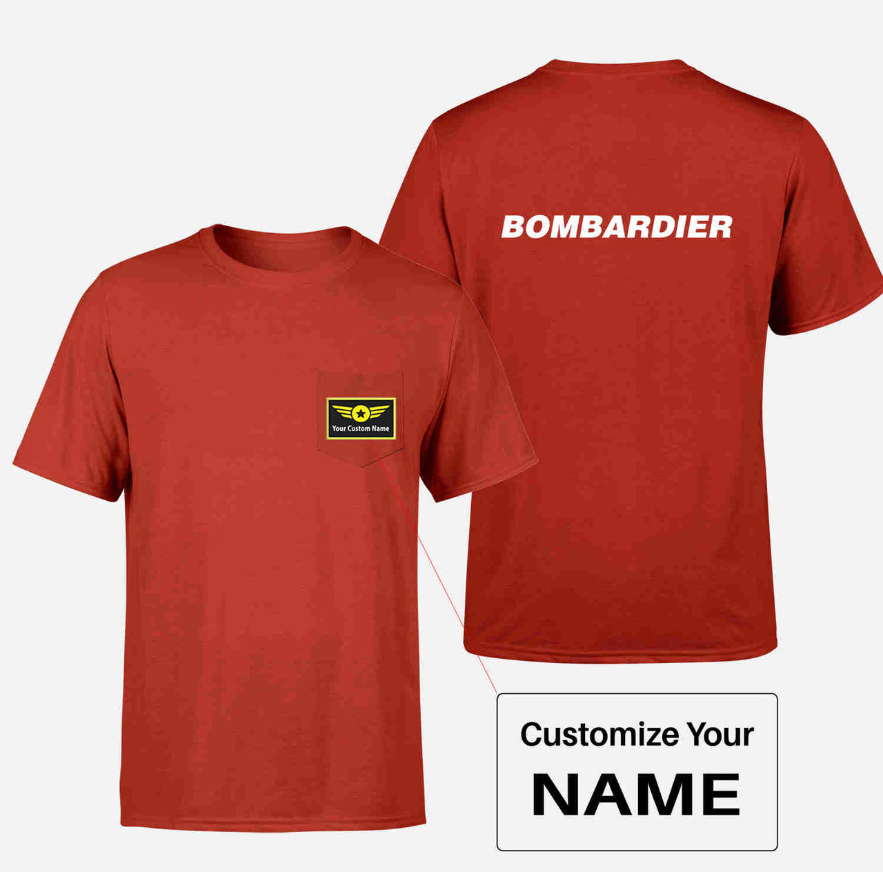 Bombardier & Text Designed Pocket T-Shirts