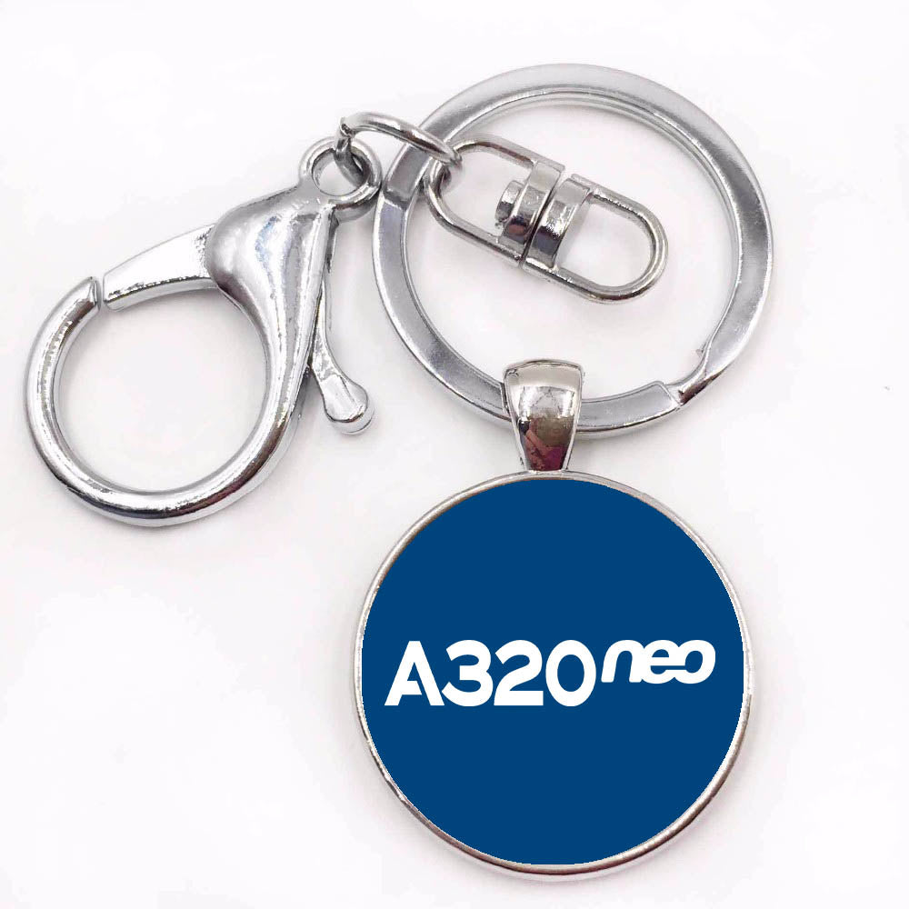 A320neo & Text Designed Circle Key Chains