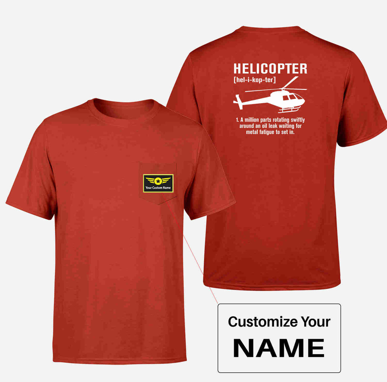 Helicopter [Noun] Designed Pocket T-Shirts